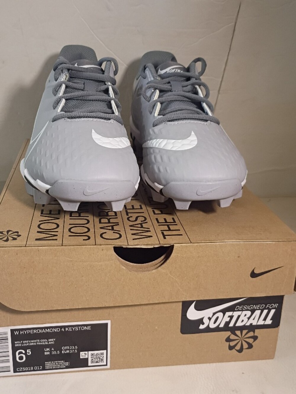 NIKE Women's Hyperdiamond 4 Keystone Softball Cleats Cool Grey Size 6.5 NIB